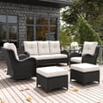 thumbnail image 1 of LayinSun 6 Pieces Outdoor Patio Furniture Set, Rattan Wicker Sectional Swivel Rocker Chairs Sets with Ottomans, Swivel Glider Chairs, and Coffee Table, 1 of 8
