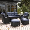 thumbnail image 1 of LayinSun 6 Pieces Outdoor Patio Furniture Set, Rattan Wicker Sectional Swivel Rocker Chairs Sets with Ottomans, Swivel Glider Chairs, and Coffee Table, 1 of 8