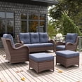 thumbnail image 1 of LayinSun 6 Pieces Outdoor Patio Furniture Set, Rattan Wicker Sectional Swivel Rocker Chairs Sets with Ottomans, Swivel Glider Chairs, and Coffee Table, 1 of 8