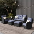 thumbnail image 1 of LayinSun 6 Pieces Outdoor Patio Furniture Set, Rattan Wicker Sectional Swivel Rocker Chairs Sets, 1 of 10