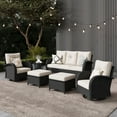 thumbnail image 1 of LayinSun 6 Pieces Outdoor Patio Furniture Set, Rattan Wicker Sectional Swivel Rocker Chairs Sets, 1 of 10