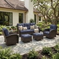thumbnail image 1 of LayinSun 6 Pieces Patio Outdoor Conversation Set, Wicker Furniture Set with Swivel Chairs and Ottomans 7-Seat, 1 of 8