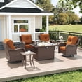thumbnail image 1 of LayinSun 7 Piece Wicker Outdoor Furniture Set with 6-inch Comfy Cushions, High Back Patio Furniture Set with Swivel Rocking Chairs and Fire Pit Table, 1 of 9