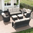 thumbnail image 1 of LayinSun 7 Piece Wicker Outdoor Furniture Set with 6-inch Comfy Cushions, High Back Patio Furniture Set with Swivel Rocking Chairs and Side Table, 1 of 9