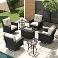 thumbnail image 1 of LayinSun 7 Piece Wicker Patio Furniture Set with Fire Pit Table, Classis Outdoor Conversation 360 Degree Swivel Chairs Set with Coffee Table, 1 of 7
