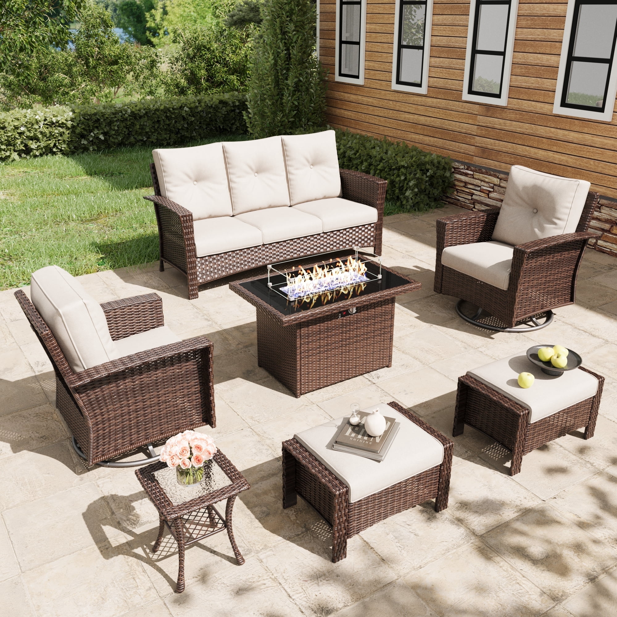 7 Piece Wicker Patio Set