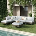 thumbnail image 1 of LayinSun 7-Piece Wicker Rattan Patio Furniture Set, Deep Seating Outdoor Modular Sectional Sofa Conversation Set with Thick Cushions for Lawn, Garden, 1 of 10