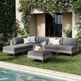 thumbnail image 1 of LayinSun 7-Piece Wicker Rattan Patio Furniture Set, Deep Seating Outdoor Modular Sectional Sofa Conversation Set with Thick Cushions for Lawn, Garden, 1 of 8
