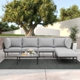 thumbnail image 1 of LayinSun 7 Pieces Aluminum Patio Furniture Set, Modern Modular Sectional Sofa with Coffee Table and Upgrade Thickness Cushion, 1 of 8