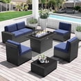 thumbnail image 1 of LayinSun 7 Pieces Outdoor Patio Furniture Set with 44" Fire Pit Table Rattan Sectional Sofa Conversation Sets, 1 of 7