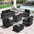 thumbnail image 1 of LayinSun 7 Pieces Outdoor Patio Furniture Set with 44" Fire Pit Table Rattan Sectional Sofa Conversation Sets, 1 of 7