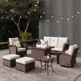thumbnail image 1 of LayinSun 7 Pieces Outdoor Patio Furniture Set with Fire Pit Table, Rattan Wicker Sectional Swivel Rocker Chairs Sets, 1 of 10
