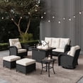 thumbnail image 1 of LayinSun 7 Pieces Outdoor Patio Furniture Set with Fire Pit Table, Rattan Wicker Sectional Swivel Rocker Chairs Sets, 1 of 10