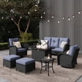 thumbnail image 1 of LayinSun 7 Pieces Outdoor Patio Furniture Set with Fire Pit Table, Rattan Wicker Sectional Swivel Rocker Chairs Sets, 1 of 10