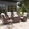 thumbnail image 1 of LayinSun 7 Pieces Outdoor Patio Furniture Set with Fire Pit Table, Rattan Wicker Swivel Rocker Chairs Sets with Swivel Glider Chairs and Coffee Table, 1 of 8