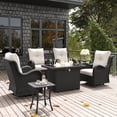 thumbnail image 1 of LayinSun 7 Pieces Outdoor Patio Furniture Set with Fire Pit Table, Rattan Wicker Swivel Rocker Chairs Sets with Swivel Glider Chairs and Coffee Table, 1 of 8