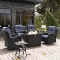 thumbnail image 1 of LayinSun 7 Pieces Outdoor Patio Furniture Set with Fire Pit Table, Rattan Wicker Swivel Rocker Chairs Sets with Swivel Glider Chairs and Coffee Table, 1 of 8
