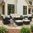 thumbnail image 1 of LayinSun 7 Pieces Patio Outdoor Conversation Set, Wicker Furniture Set with Swivel Chairs and Fire Pit Table 7-Seat, 1 of 9