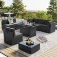 thumbnail image 1 of LayinSun 8 Piece Patio Furniture Set with 44" Propane Gas Fire Pit Table, Outdoor Sectional Conversation Set Wicker Rattan Sofa Set with Coffee Table, 1 of 7