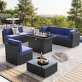 thumbnail image 1 of LayinSun 8 Piece Patio Furniture Set with 44" Propane Gas Fire Pit Table, Outdoor Sectional Conversation Set Wicker Rattan Sofa Set with Coffee Table, 1 of 7