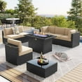 thumbnail image 1 of LayinSun 8 Piece Patio Furniture Set with 44" Propane Gas Fire Pit Table, Outdoor Sectional Conversation Set Wicker Rattan Sofa Set with Coffee Table, 1 of 7