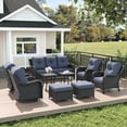 thumbnail image 1 of LayinSun 9 Piece Wicker Outdoor Furniture Set with 6-inch Comfy Cushions, High Back Patio Furniture Set with Swivel Rocking Chairs and Side Table, 1 of 9
