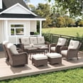 thumbnail image 1 of LayinSun 9 Piece Wicker Outdoor Furniture Set with 6-inch Comfy Cushions, High Back Patio Furniture Set with Swivel Rocking Chairs and Side Table, 1 of 9