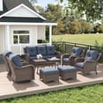 thumbnail image 1 of LayinSun 9 Piece Wicker Outdoor Furniture Set with 6-inch Comfy Cushions, High Back Patio Furniture Set with Swivel Rocking Chairs and Side Table, 1 of 9