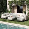 thumbnail image 1 of LayinSun 9-Piece Wicker Rattan Patio Furniture Set, Deep Seating Outdoor Modular Sectional Sofa Conversation Set with Thick Cushions for Lawn, Garden, 1 of 8