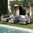 thumbnail image 1 of LayinSun 9-Piece Wicker Rattan Patio Furniture Set, Deep Seating Outdoor Modular Sectional Sofa Conversation Set with Thick Cushions for Lawn, Garden, 1 of 8