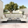 thumbnail image 1 of LayinSun 9 Pieces Aluminum Patio Furniture Set, Modern Modular Sectional Sofa with Coffee Table and Upgrade Thickness Cushion, 1 of 8