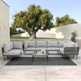 thumbnail image 1 of LayinSun 9 Pieces Aluminum Patio Furniture Set, Modern Modular Sectional Sofa with Coffee Table and Upgrade Thickness Cushion, 1 of 8