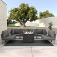 thumbnail image 1 of LayinSun 9 Pieces Aluminum Patio Furniture Set, Modern Modular Sectional Sofa with Fire Pit Table and Upgrade Thickness Cushion, 1 of 8