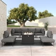thumbnail image 1 of LayinSun 9 Pieces Aluminum Patio Furniture Set, Modern Modular Sectional Sofa with Fire Pit Table and Upgrade Thickness Cushion, 1 of 8