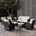 thumbnail image 1 of LayinSun 9 Pieces Outdoor Patio Furniture Set, Rattan Wicker Sectional Swivel Rocker Chairs Sets, 1 of 10