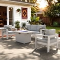 thumbnail image 1 of LayinSun Aluminum Furniture Set with Fire Pit Table, 4 Pieces Patio Sectional Conversation Chat Sofa Modern Seating Set, 1 of 7