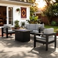 thumbnail image 1 of LayinSun Aluminum Furniture Set with Fire Pit Table, 4 Pieces Patio Sectional Conversation Chat Sofa Modern Seating Set, 1 of 7