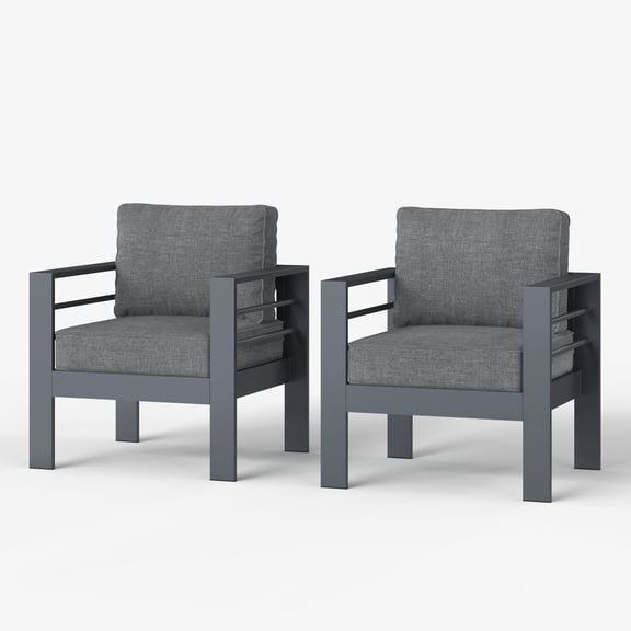 LayinSun Aluminum Outdoor Patio Armchair, 2 PCS Single Sofa Chair with Cushions