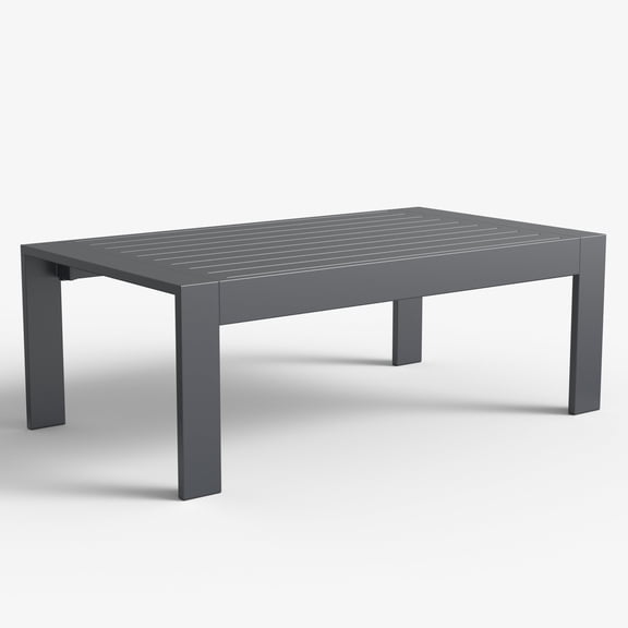 LayinSun Aluminum Outdoor Patio Coffee Table Modern Rectangle All-Aluminum End Table with Metal Frame