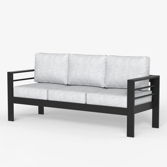 LayinSun Aluminum Outdoor Patio Metal Couch, 3-Seat Sofa Chair with Cushions