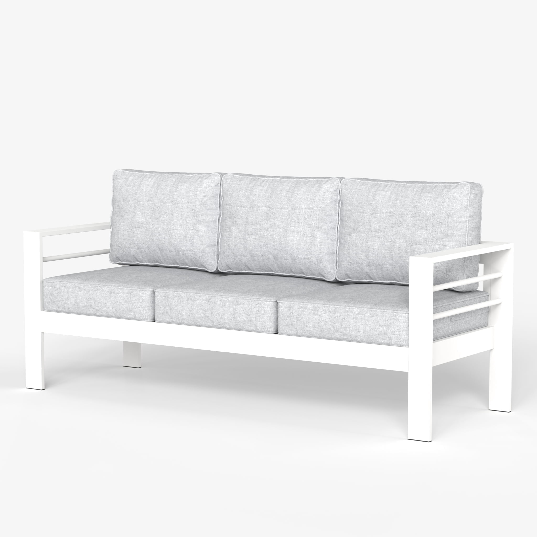 LayinSun Aluminum Outdoor Patio Metal Couch, 3-Seat Sofa Chair with ...