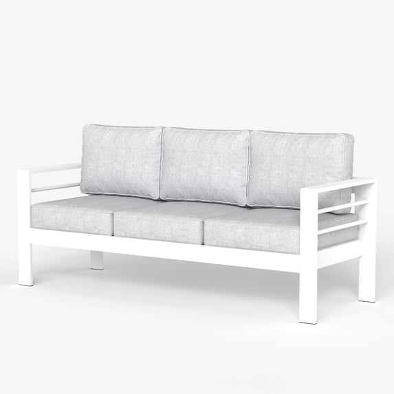 LayinSun Aluminum Outdoor Patio Metal Couch, 3-Seat Sofa Chair with Cushions