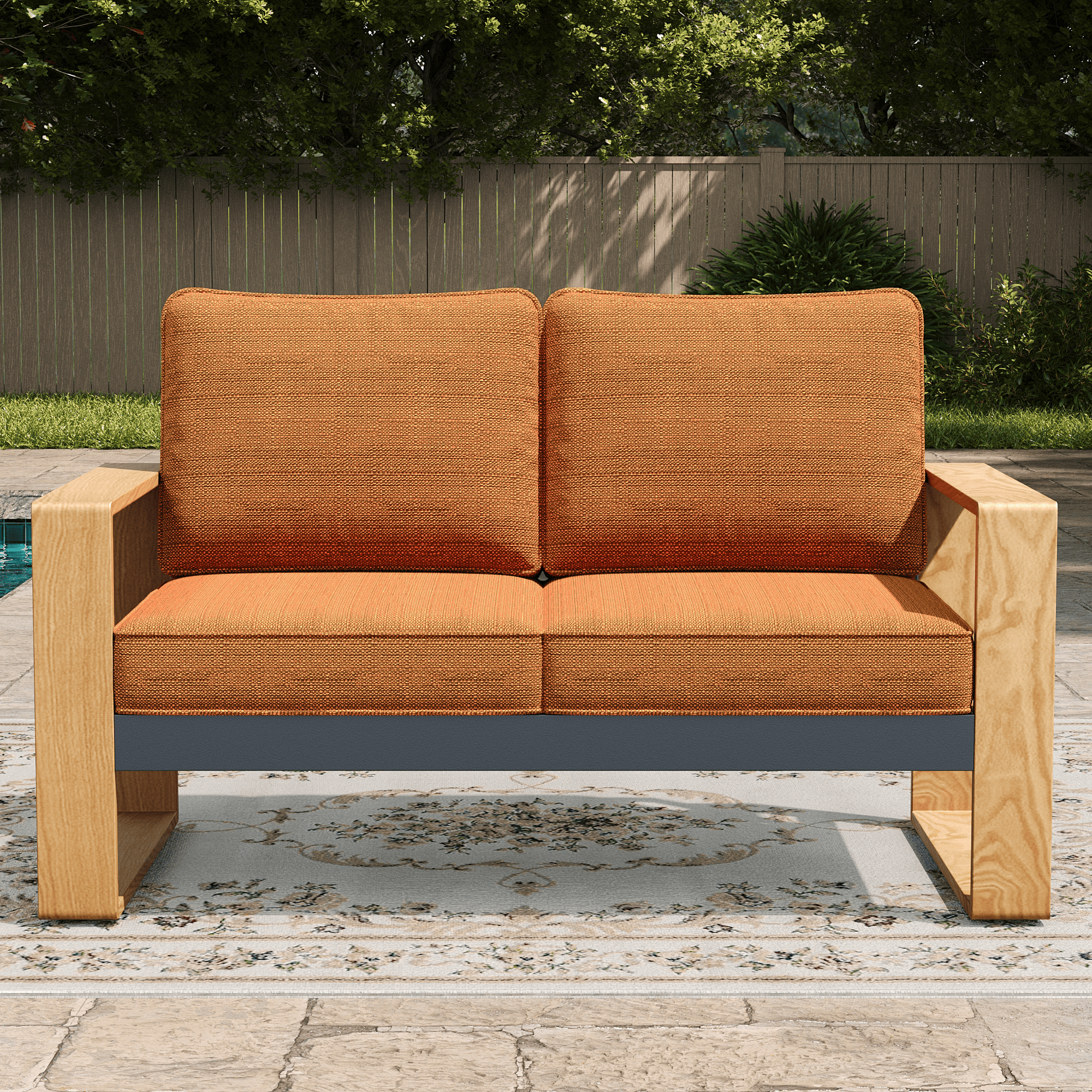 LayinSun Aluminum Patio Furniture Set 2 Seat Loveseat, Oversized Seat with Hight Back, Outdoor Conversation Sets for Porch, Balcony, Deck