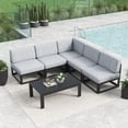 thumbnail image 1 of LayinSun Large Aluminum Patio Furniture Set, 6 Pieces Modern Outdoor Conversation Set Sectional Metal Sofa Set with Olefin Cushion, 1 of 10