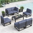 thumbnail image 1 of LayinSun Large Aluminum Patio Furniture Set, 7 Pieces Modern Outdoor Conversation Set Sectional Metal Sofa Set with Olefin Cushion, 1 of 10