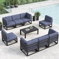 thumbnail image 1 of LayinSun Large Aluminum Patio Furniture Set, 9 Pieces Modern Outdoor Conversation Set Sectional Metal Sofa Set with Olefin Cushion, 1 of 10