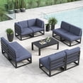 thumbnail image 1 of LayinSun Large Aluminum Patio Furniture Set, 9 Pieces Modern Outdoor Conversation Set Sectional Metal Sofa Set with Olefin Cushion, 1 of 10