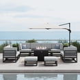 thumbnail image 1 of LayinSun Large Aluminum Patio Furniture Set with Fire Pit Table, 11 Pieces Modern Outdoor Conversation Set Sectional Metal Sofa Set with Olefin Cushion, 1 of 10