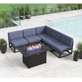 thumbnail image 1 of LayinSun Large Aluminum Patio Furniture Set with Fire Pit Table, 6 Pieces Modern Outdoor Conversation Set Sectional Metal Sofa Set with Olefin Cushion, 1 of 10