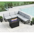 thumbnail image 1 of LayinSun Large Aluminum Patio Furniture Set with Fire Pit Table, 6 Pieces Modern Outdoor Conversation Set Sectional Metal Sofa Set with Olefin Cushion, 1 of 10